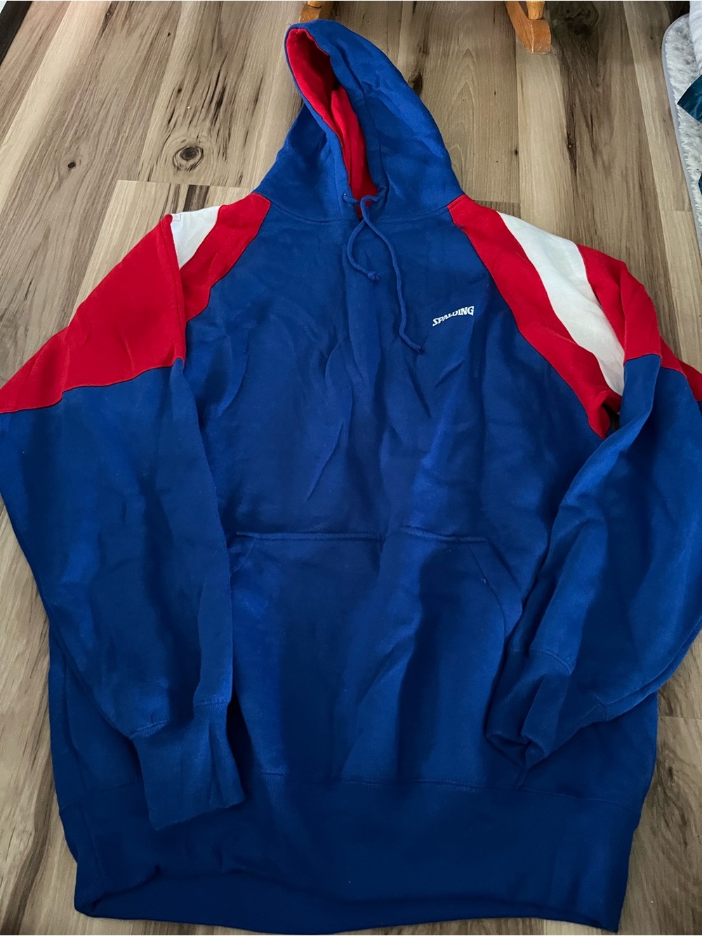 Vintage Spalding Hoodie  Mens X-Large  Blue White Red Colorblock  USA